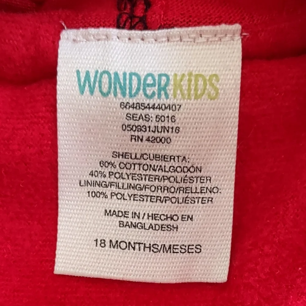 New Wonderkids 12M Red/Black Plaid Knit/Fleece Hooded Vest Jacket